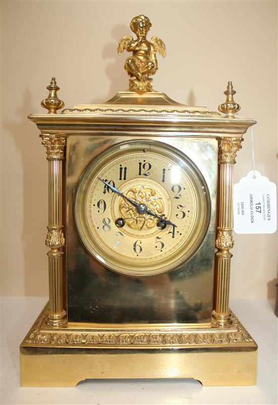 A 19th century French ormolu mantel clock, 14in.